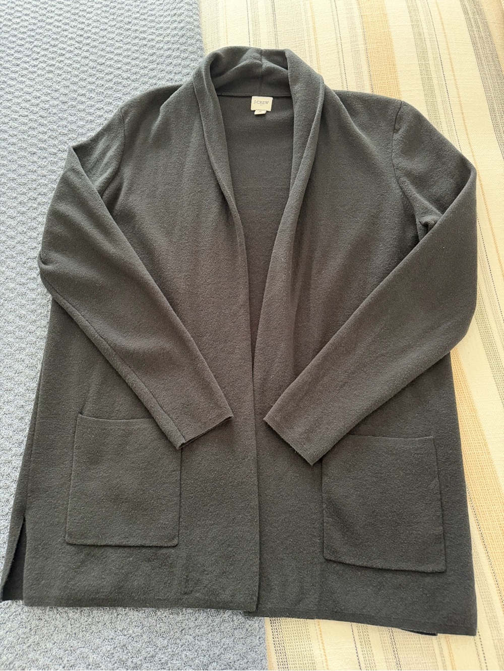 J Crew Black Open-Front Pocket Cardigan Sweater
